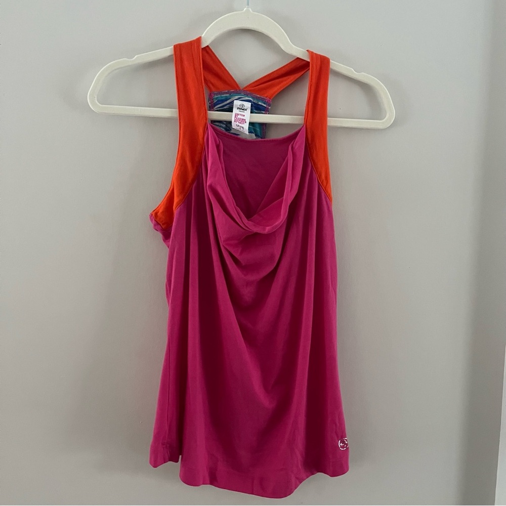 Zumba Dance Workout Tank Top Women's Sleeveless Activewear Hot Pink Small